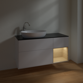 Тумба под раковину Villeroy & Boch Finion 120х50,1 см с подсветкой МДФ глянцевый белый лак/стекло черное матовое F932PCGF