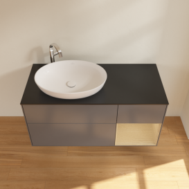 Тумба под раковину Villeroy & Boch Finion 120х50,1 см с подсветкой МДФ антрацит матовый лак/стекло черное матовое F932PCGK