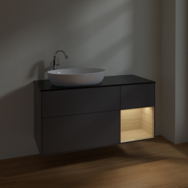 Тумба под раковину Villeroy & Boch Finion 120х50,1 см с подсветкой МДФ антрацит матовый лак/стекло черное матовое F932PCGK