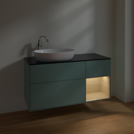 Тумба под раковину Villeroy & Boch Finion 120х50,1 см с подсветкой МДФ оливковый матовый лак/стекло черное матовое F932PCGM