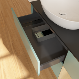 Тумба под раковину Villeroy & Boch Finion 120х50,1 см с подсветкой МДФ оливковый матовый лак/стекло черное матовое F932PCGM