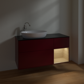 Тумба под раковину Villeroy & Boch Finion 120х50,1 см с подсветкой МДФ пион матовый лак/стекло черное матовое F932PCHB