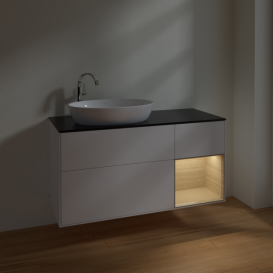 Тумба под раковину Villeroy & Boch Finion 120х50,1 см с подсветкой МДФ белый матовый лак/стекло черное матовое F932PCMT