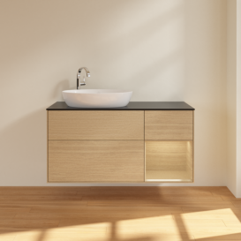 Тумба под раковину Villeroy & Boch Finion 120х50,1 см с подсветкой МДФ шпон дуба/стекло черное матовое F932PCPC