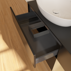 Тумба под раковину Villeroy & Boch Finion 120х50,1 см с подсветкой МДФ черный матовый лак/стекло черное матовое F932PCPD