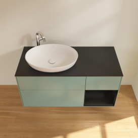 Тумба под раковину Villeroy & Boch Finion 120х50,1 см с подсветкой МДФ оливковый матовый лак/стекло черное матовое F932PDGM