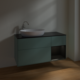 Тумба под раковину Villeroy & Boch Finion 120х50,1 см с подсветкой МДФ оливковый матовый лак/стекло черное матовое F932PDGM
