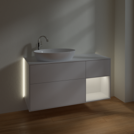 Тумба под раковину Villeroy & Boch Finion 120х50,1 см с подсветкой МДФ глянцевый белый лак/стекло белое матовое G931GFGF