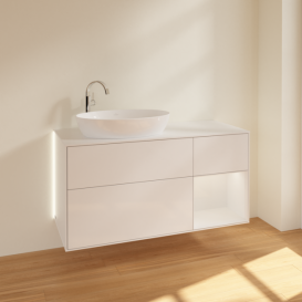 Тумба под раковину Villeroy & Boch Finion 120х50,1 см с подсветкой МДФ глянцевый белый лак/стекло белое матовое G931GFGF