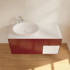 Тумба под раковину Villeroy & Boch Finion 120х50,1 см с подсветкой МДФ пион матовый лак/стекло белое матовое G931GFHB