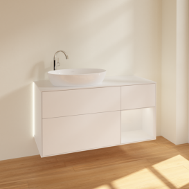 Тумба под раковину Villeroy & Boch Finion 120х50,1 см с подсветкой МДФ белый матовый лак/стекло белое матовое G931GFMT