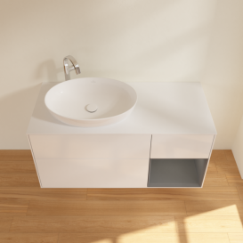 Тумба под раковину Villeroy & Boch Finion 120х50,1 см с подсветкой МДФ глянцевый белый лак/стекло белое матовое G931GKGF