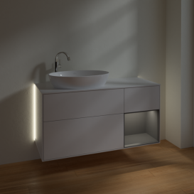 Тумба под раковину Villeroy & Boch Finion 120х50,1 см с подсветкой МДФ глянцевый белый лак/стекло белое матовое G931GKGF