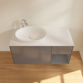 Тумба под раковину Villeroy & Boch Finion 120х50,1 см с подсветкой МДФ антрацит матовый лак/стекло белое матовое G931GKGK