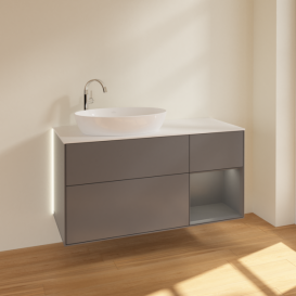 Тумба под раковину Villeroy & Boch Finion 120х50,1 см с подсветкой МДФ антрацит матовый лак/стекло белое матовое G931GKGK