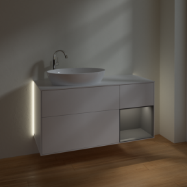 Тумба под раковину Villeroy & Boch Finion 120х50,1 см с подсветкой МДФ белый матовый лак/стекло белое матовое G931GKMT