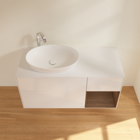 Тумба под раковину Villeroy & Boch Finion 120х50,1 см с подсветкой МДФ глянцевый белый лак/стекло белое матовое G931GNGF