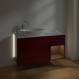 Тумба под раковину Villeroy & Boch Finion 120х50,1 см с подсветкой МДФ пион матовый лак/стекло белое матовое G931GNHB