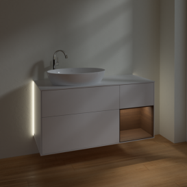 Тумба под раковину Villeroy & Boch Finion 120х50,1 см с подсветкой МДФ белый матовый лак/стекло белое матовое G931GNMT