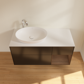 Тумба под раковину Villeroy & Boch Finion 120х50,1 см с подсветкой МДФ черный матовый лак/стекло белое матовое G931GNPD