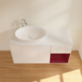 Тумба под раковину Villeroy & Boch Finion 120х50,1 см с подсветкой МДФ глянцевый белый лак/стекло белое матовое G931HBGF