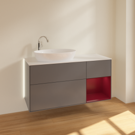 Тумба под раковину Villeroy & Boch Finion 120х50,1 см с подсветкой МДФ антрацит матовый лак/стекло белое матовое G931HBGK