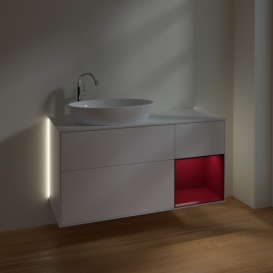 Тумба под раковину Villeroy & Boch Finion 120х50,1 см с подсветкой МДФ белый матовый лак/стекло белое матовое G931HBMT