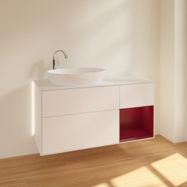 Тумба под раковину Villeroy & Boch Finion 120х50,1 см с подсветкой МДФ белый матовый лак/стекло белое матовое G931HBMT