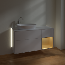 Тумба под раковину Villeroy & Boch Finion 120х50,1 см с подсветкой МДФ глянцевый белый лак/стекло белое матовое G931HFGF