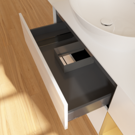 Тумба под раковину Villeroy & Boch Finion 120х50,1 см с подсветкой МДФ глянцевый белый лак/стекло белое матовое G931HFGF