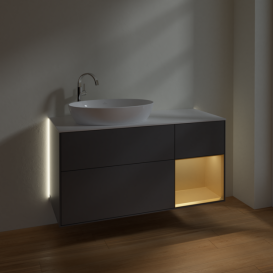 Тумба под раковину Villeroy & Boch Finion 120х50,1 см с подсветкой МДФ антрацит матовый лак/стекло белое матовое G931HFGK