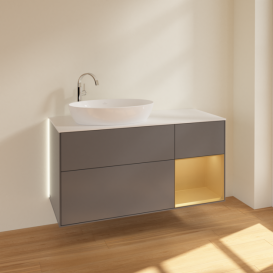 Тумба под раковину Villeroy & Boch Finion 120х50,1 см с подсветкой МДФ антрацит матовый лак/стекло белое матовое G931HFGK