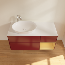 Тумба под раковину Villeroy & Boch Finion 120х50,1 см с подсветкой МДФ пион матовый лак/стекло белое матовое G931HFHB