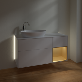 Тумба под раковину Villeroy & Boch Finion 120х50,1 см с подсветкой МДФ белый матовый лак/стекло белое матовое G931HFMT