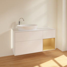 Тумба под раковину Villeroy & Boch Finion 120х50,1 см с подсветкой МДФ белый матовый лак/стекло белое матовое G931HFMT