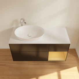 Тумба под раковину Villeroy & Boch Finion 120х50,1 см с подсветкой МДФ черный матовый лак/стекло белое матовое G931HFPD