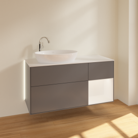 Тумба под раковину Villeroy & Boch Finion 120х50,1 см с подсветкой МДФ антрацит матовый лак/стекло белое матовое G931MTGK