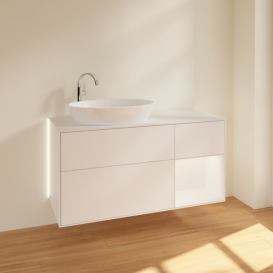 Тумба под раковину Villeroy & Boch Finion 120х50,1 см с подсветкой МДФ белый матовый лак/стекло белое матовое G931MTMT