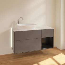 Тумба под раковину Villeroy & Boch Finion 120х50,1 см с подсветкой МДФ антрацит матовый лак/стекло белое матовое G931PDGK