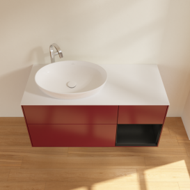 Тумба под раковину Villeroy & Boch Finion 120х50,1 см с подсветкой МДФ пион матовый лак/стекло белое матовое G931PDHB