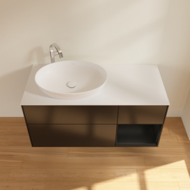 Тумба под раковину Villeroy & Boch Finion 120х50,1 см с подсветкой МДФ черный матовый лак/стекло белое матовое G931PDPD