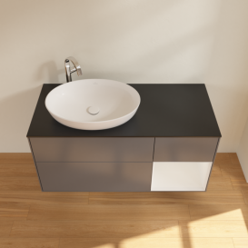 Тумба под раковину Villeroy & Boch Finion 120х50,1 см с подсветкой МДФ антрацит матовый лак/стекло черное матовое G932GFGK