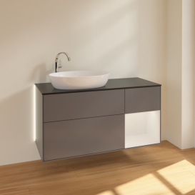 Тумба под раковину Villeroy & Boch Finion 120х50,1 см с подсветкой МДФ антрацит матовый лак/стекло черное матовое G932GFGK