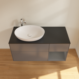 Тумба под раковину Villeroy & Boch Finion 120х50,1 см с подсветкой МДФ антрацит матовый лак/стекло черное матовое G932GKGK