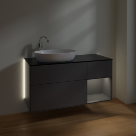 Тумба под раковину Villeroy & Boch Finion 120х50,1 см с подсветкой МДФ антрацит матовый лак/стекло черное матовое G932GKGK