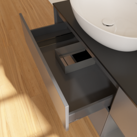 Тумба под раковину Villeroy & Boch Finion 120х50,1 см с подсветкой МДФ антрацит матовый лак/стекло черное матовое G932GKGK