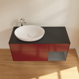 Тумба под раковину Villeroy & Boch Finion 120х50,1 см с подсветкой МДФ пион матовый лак/стекло черное матовое G932GKHB