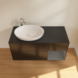 Тумба под раковину Villeroy & Boch Finion 120х50,1 см с подсветкой МДФ черный матовый лак/стекло черное матовое G932GKPD