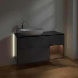 Тумба под раковину Villeroy & Boch Finion 120х50,1 см с подсветкой МДФ антрацит матовый лак/стекло черное матовое G932GNGK