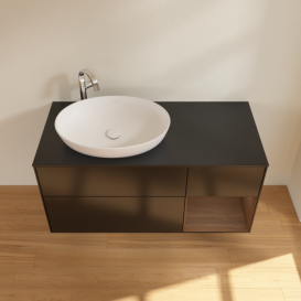 Тумба под раковину Villeroy & Boch Finion 120х50,1 см с подсветкой МДФ черный матовый лак/стекло черное матовое G932GNPD